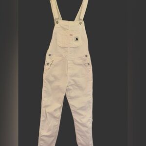 Carhartt women’s white bib overalls, Small